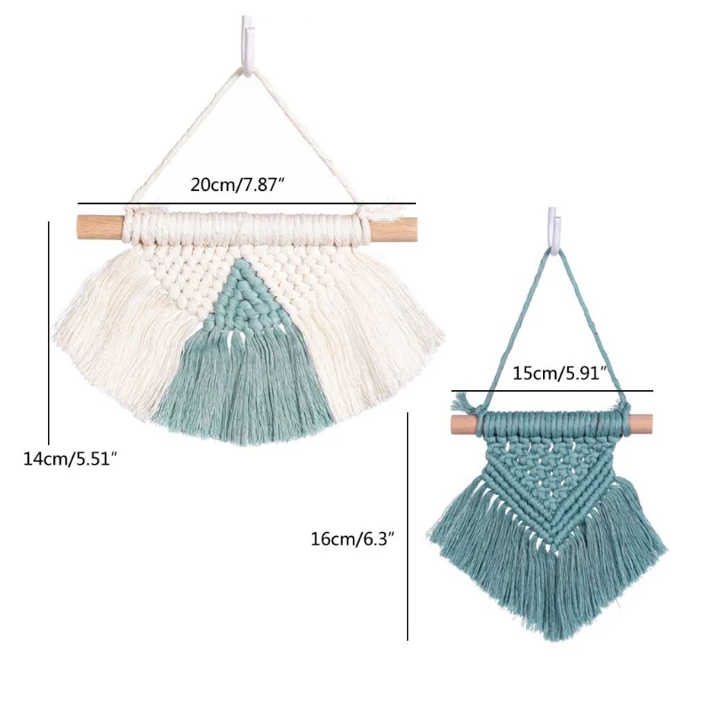 

Nordic Handmade Woven Macrame Bohemian Semicircular Wall Hanging Tapestry with Tassels for Kids Room Nursery Bedroom