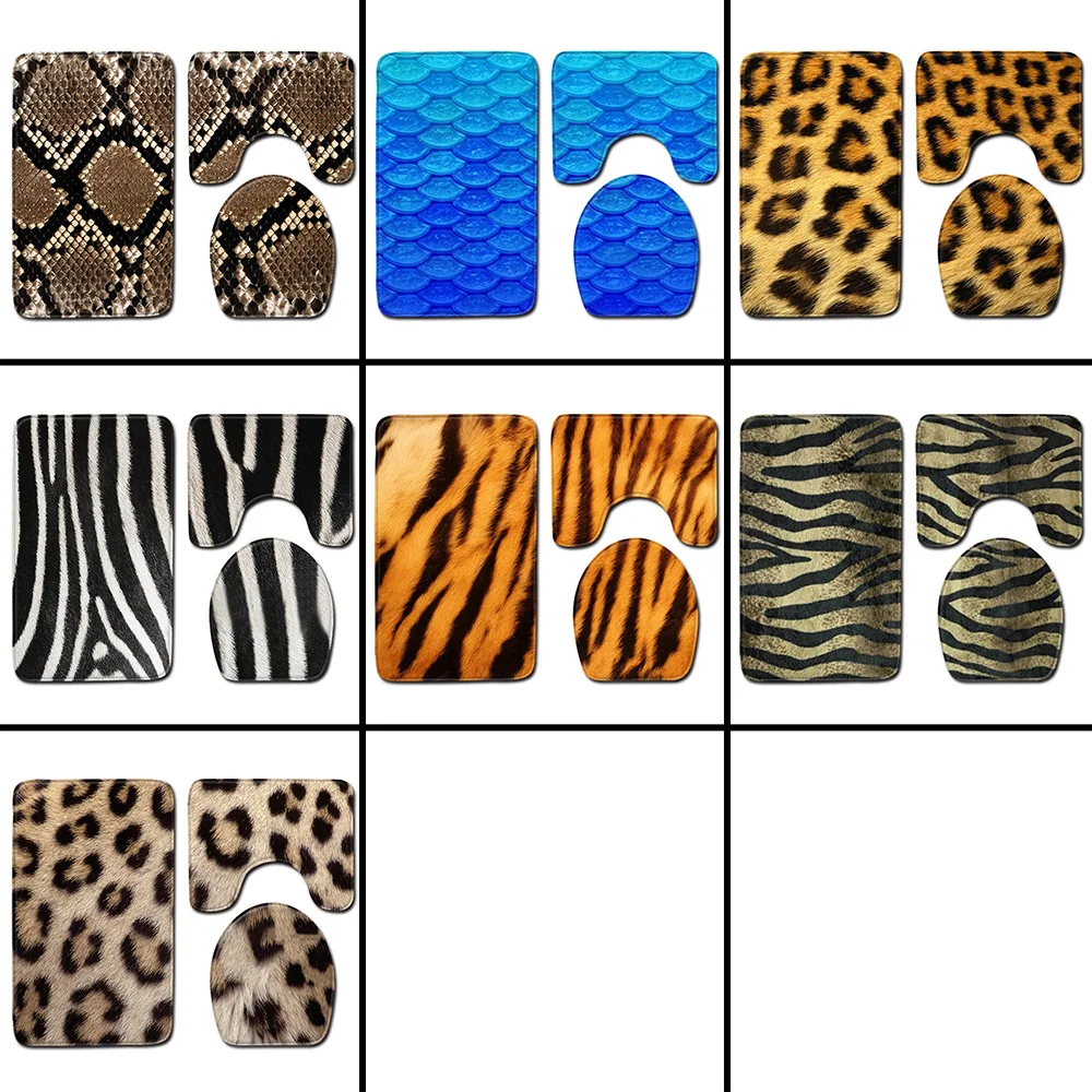 

Nordic Leopard Pattern Bathroom Shower Bath Mat Toilet Lid Cover Bathroom Carpet Rugs Home Decoration Animal Bathroom Mat Set