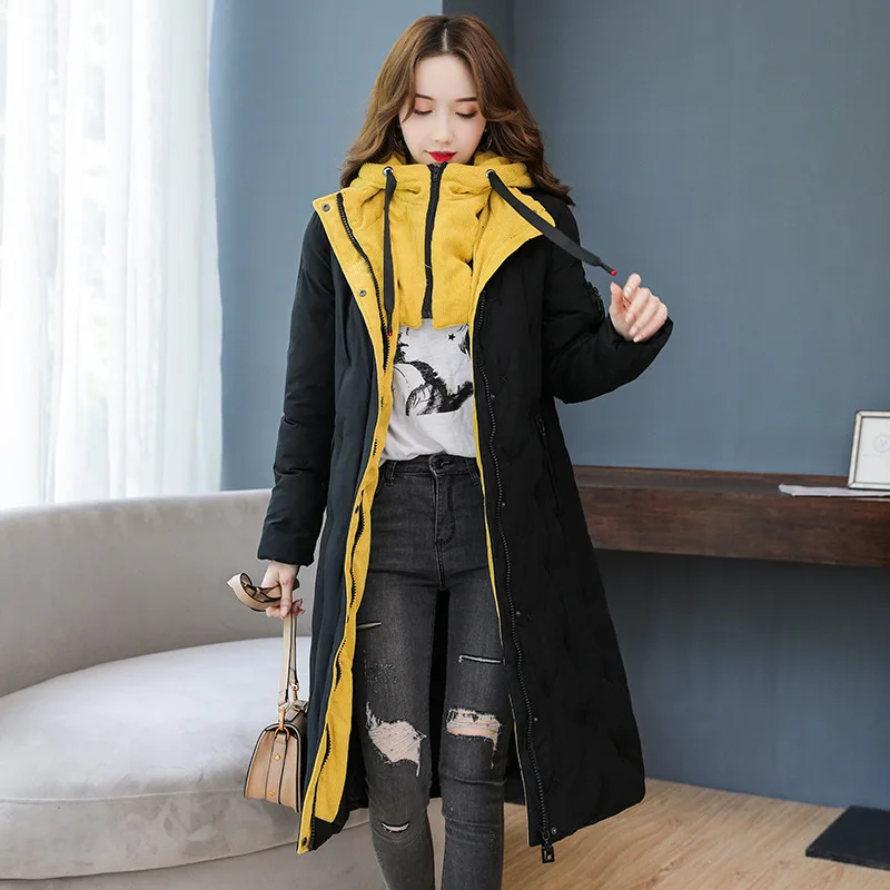 Лидер продаж женские парки mujer 2019 длинное пуховое пальто с цветным сочетанием и
