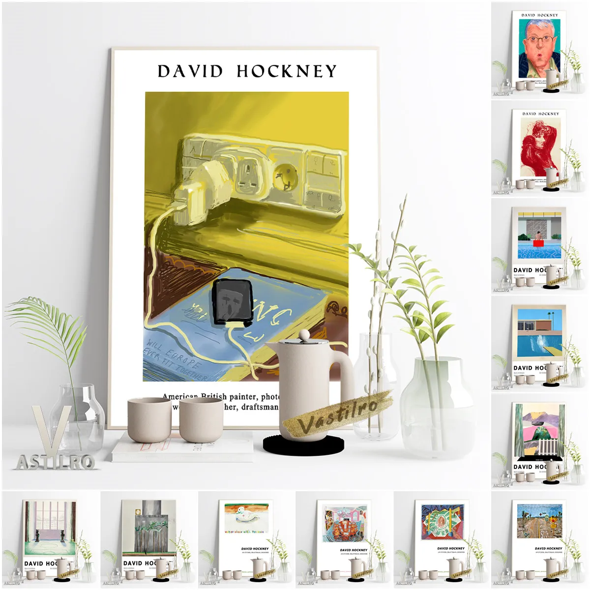 

David Hockney Modern Art Classic Canvas Painting Exhibition Museum Poster Portrait Art Prints Wall Picture Cubism Gallery Decor