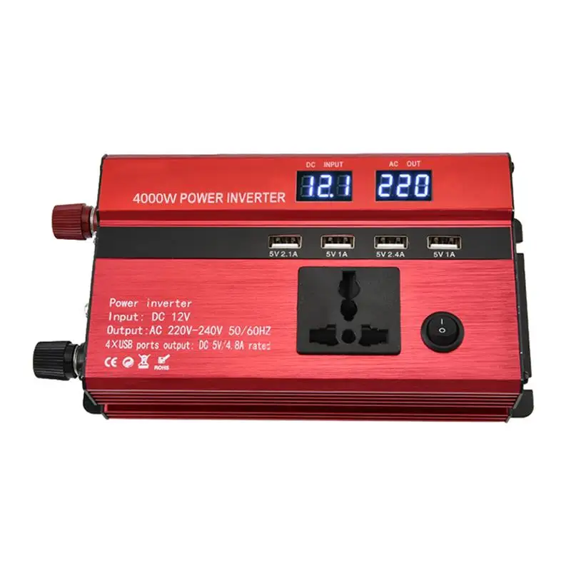 

4000w 5000w 6000w Car Power Inverter Charger DC 12V/24V To AC 220V Sine Wave Converter Interfaces Voltage Transformer Adapter