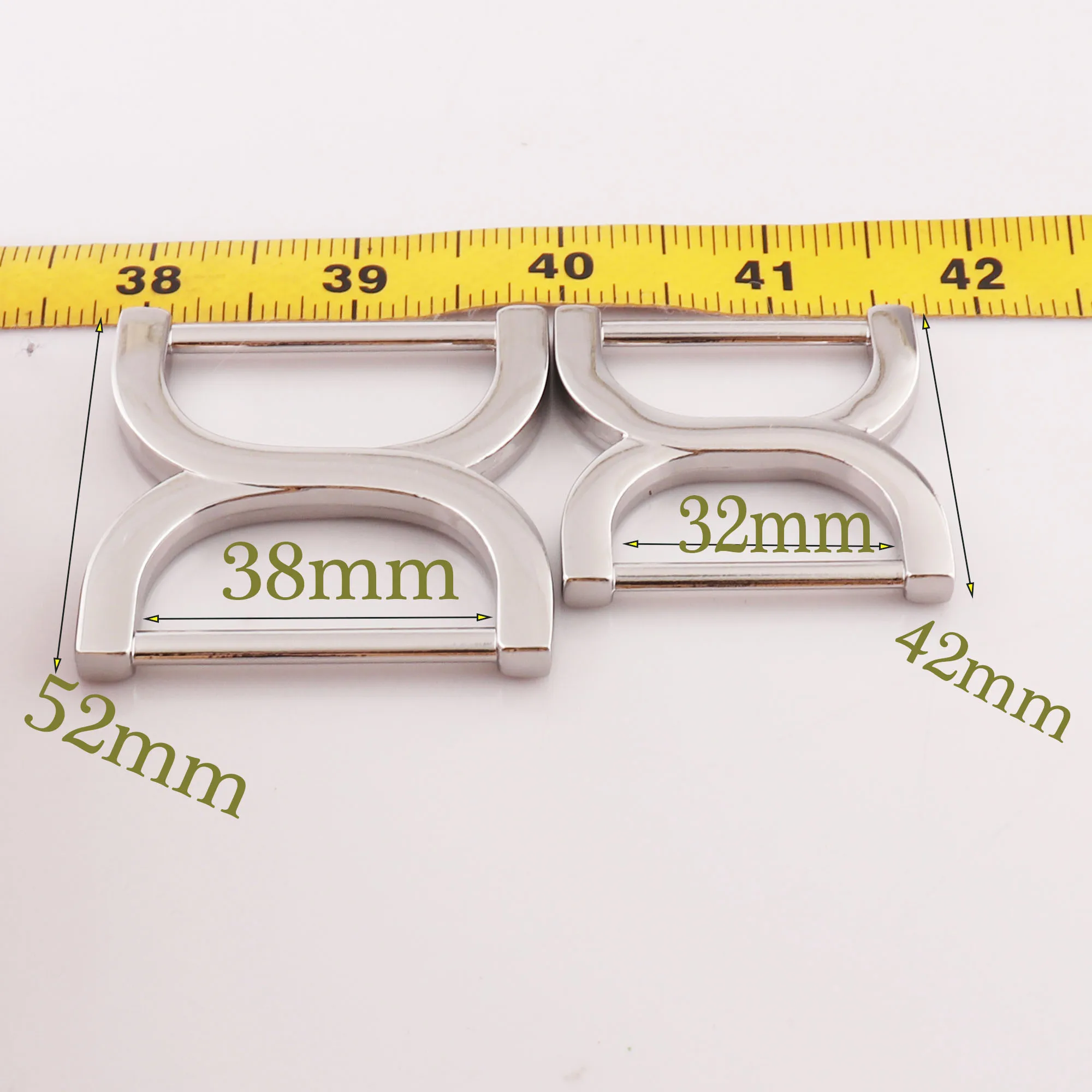 

5 PCS SILVER Double D rings,D-Ring Webbing And Leather Craft,D Hooks Buckle Strap Adjuster,Slide Buckles Bag buckles-38MM/32MM