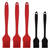 silicone basting brush set of 52 sizewith flexible bristles round handlefor grillingcookingbakingoil redblack