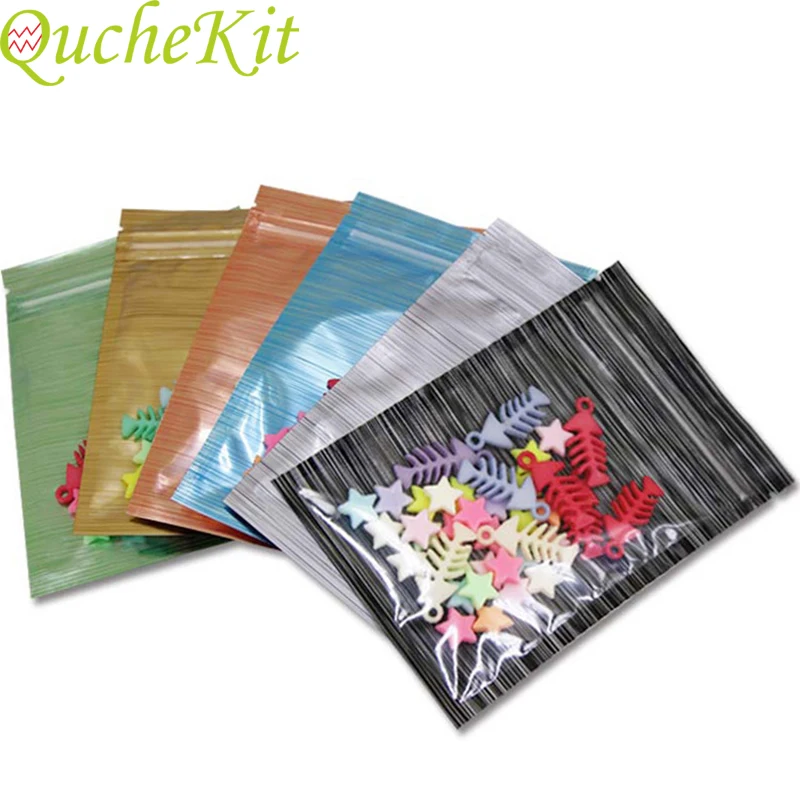 50/100pcs 5 Colors 12*8cm Flat Zip Lock Packaging Bag Food Sealing Storage Bag Powder Snack Ziplock Fridge Fresh Kitchen Pouch