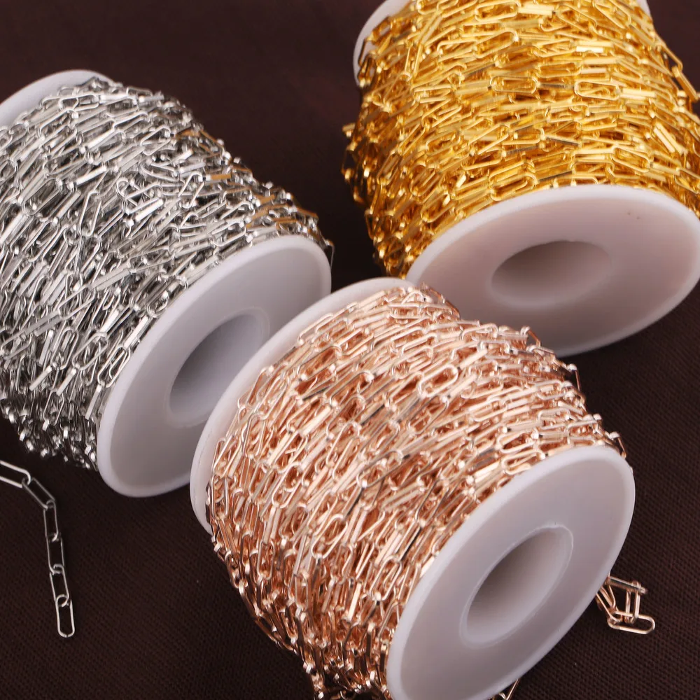 1 Meter Copper Clad Iron 4mmx10mm Gold Flat Drawn Cable Chain for DIY Square Jewelry Chains Accessories Wholesale | Украшения и