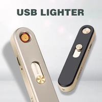 2pcs honest usb lighters rechargeable ultra thin male personality plasma flameless electric lighters gadgets for men