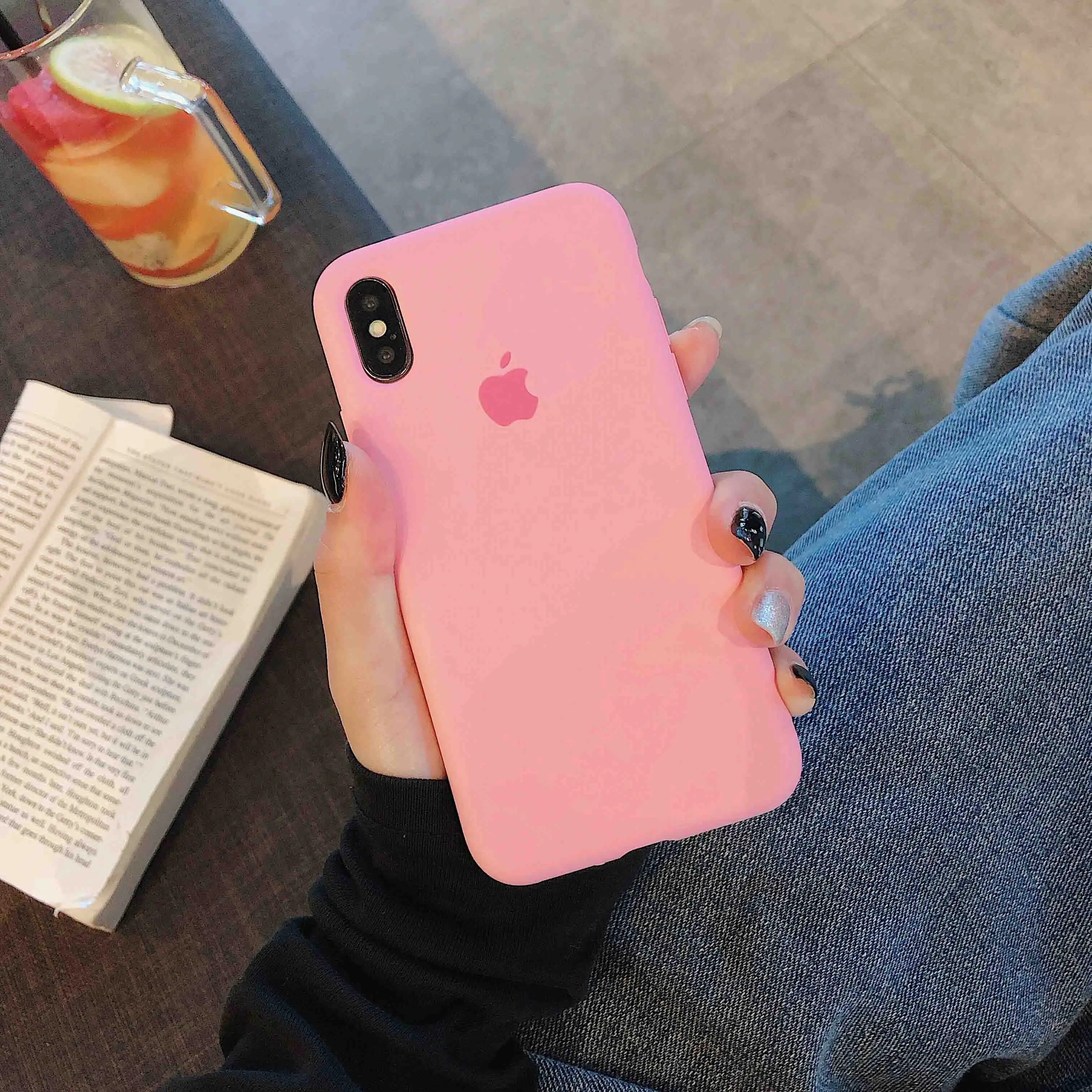 Оригинальный силиконовый чехол с логотипом для iPhone 6S 7 8Plus X XR XS Max жидкий мягкий на