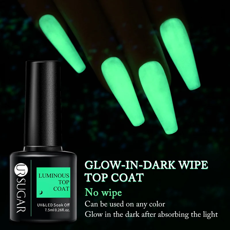 UR SUGAR Glow In The Dark Gel Nail Polish Top Coat And Base Matte Top Coat Luminous Functional Gel Halloween Nails