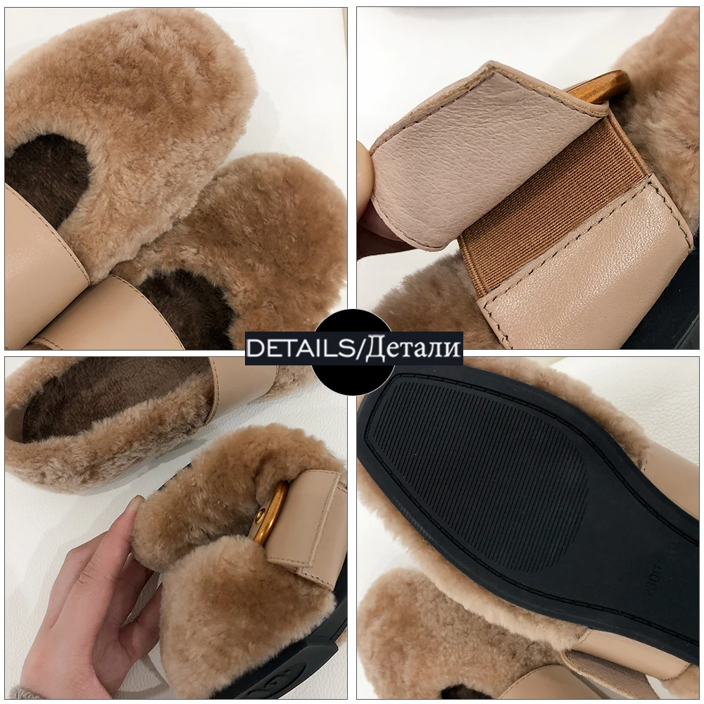 

WETKISS Women Flats Round Toe Warm Fur Footwear Female Loafers Ladies Shoes Fashion Flats Buckle Cozy Casual Shoes 2021