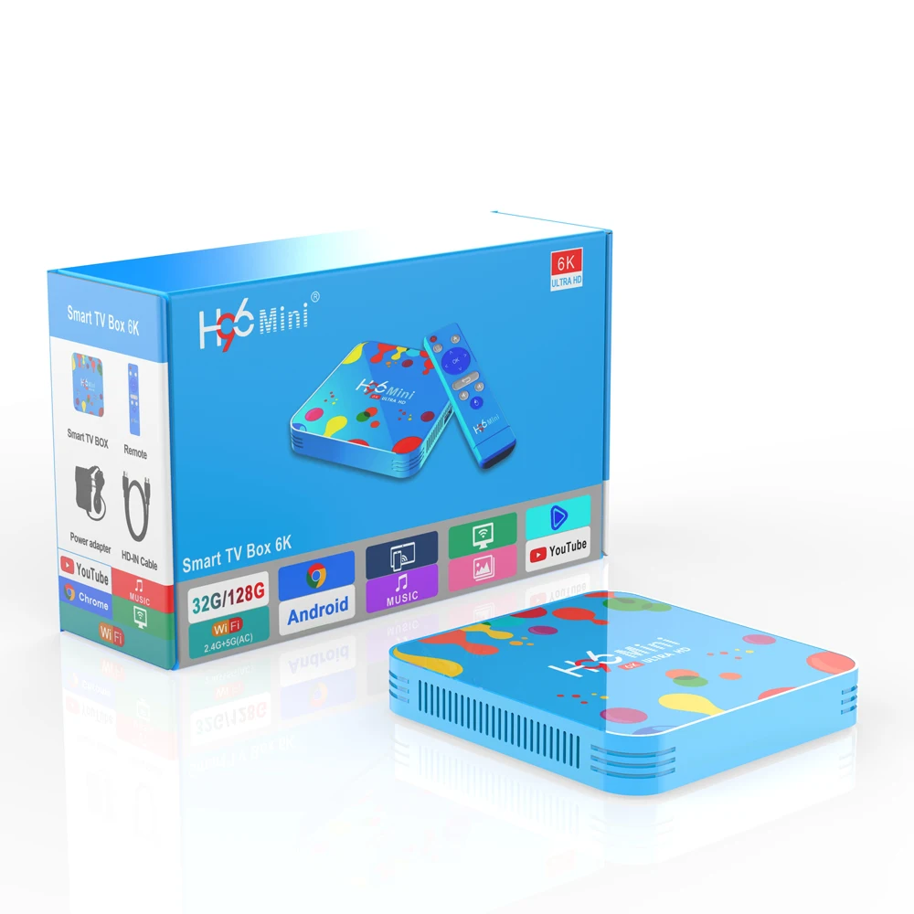 Приставка Смарт-ТВ H96 mini Allwinner H6 4 ядра 6K H.265 Wi-Fi + 32 ГБ | Электроника