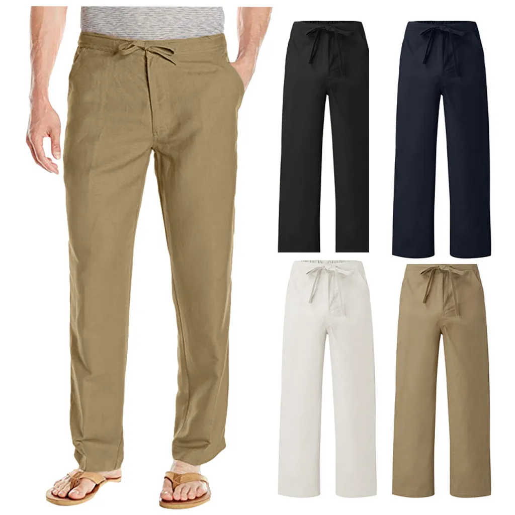

2019 New Fashion section Pants Casual Fashion Mens Loose Fashion Drawstring Trousers With Elastic Waistband On The Back Z819