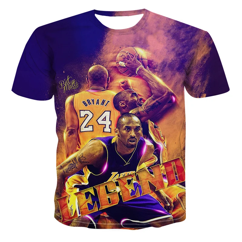 

2021 Nba 24# Summer Trend Short-sleeved 3d Printing Kobe Short-sleeved T-shirt Sports Top Oversized Breathable 110-6xl