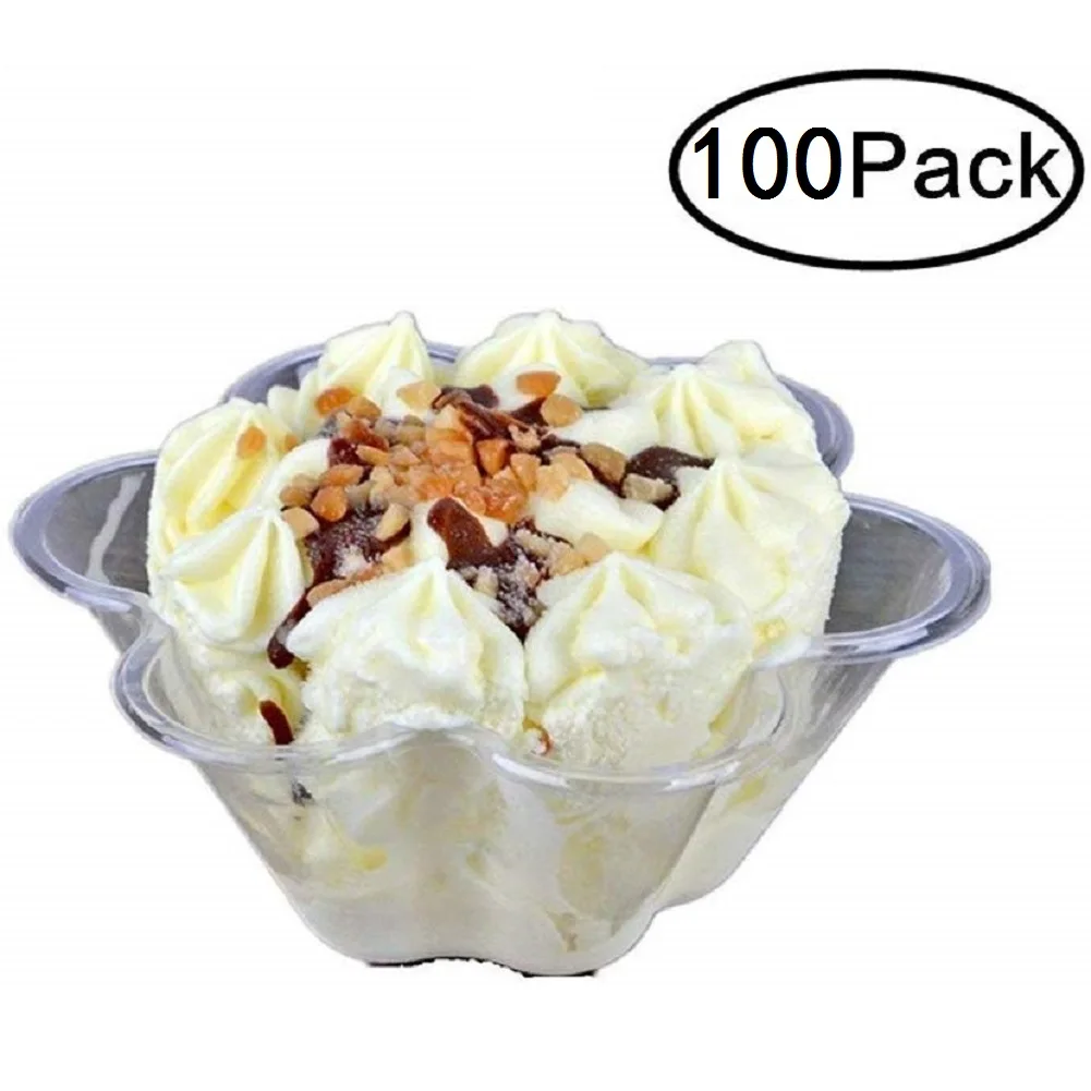 

100-Piece Disposable Ice Cream Bowls Clear Plastic 8.8 oz Ice Cream Containers Snacks Candy Cup