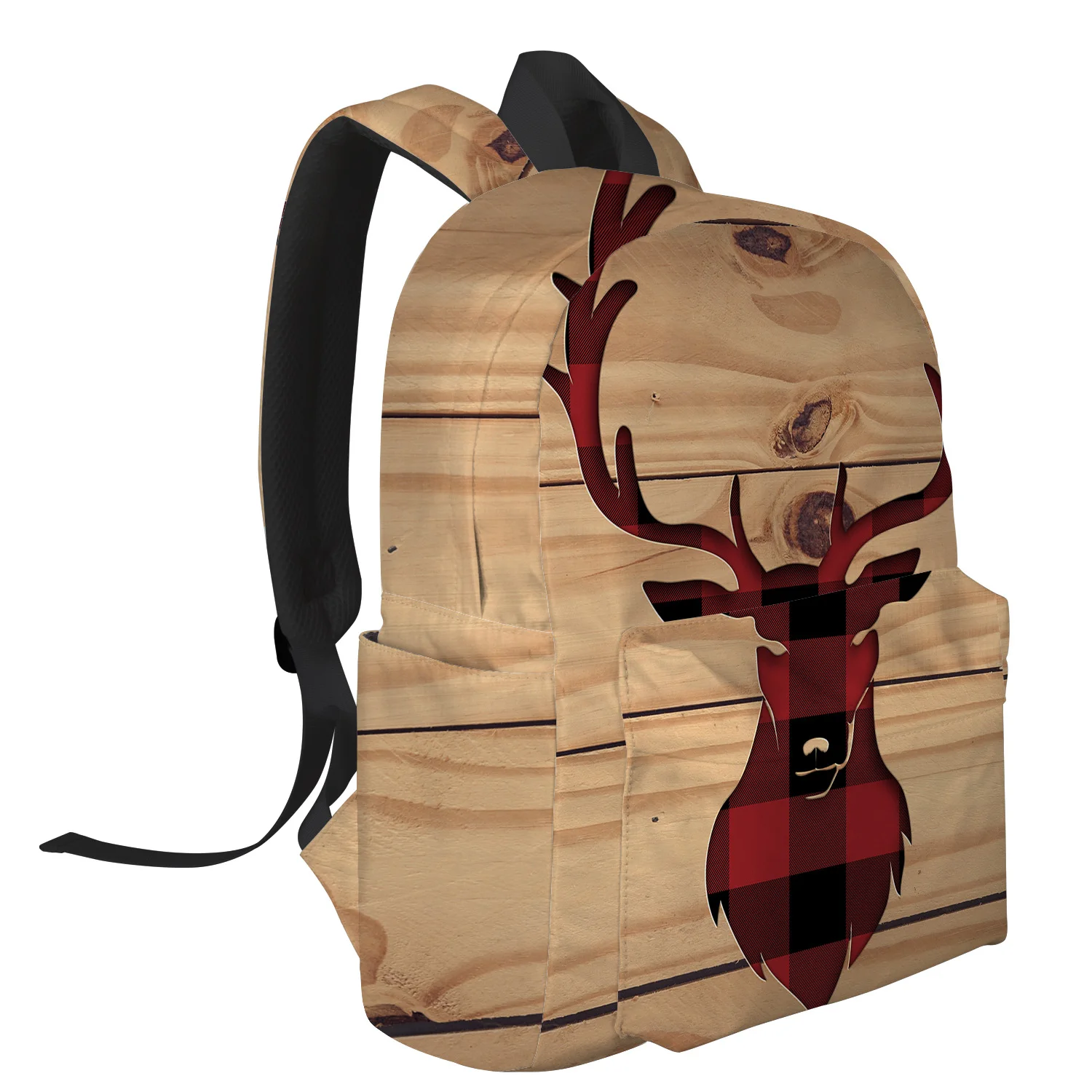 Красный Рождественский зимний олень плед деревянные зерна подростков школьные