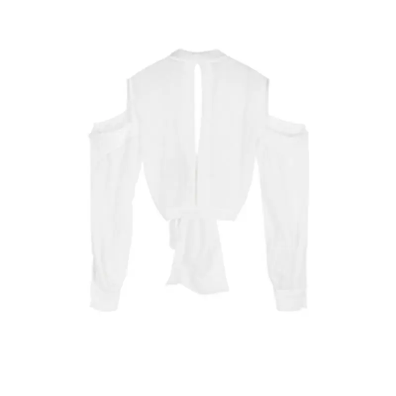 

Sexy Off Shoulder Top Perspective Shirt Women Clothes 2020 Summer New Fashion Loose Thin V Neck Bandage Shirt Top P121