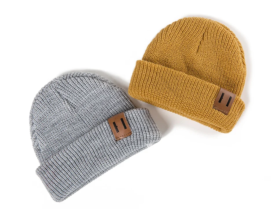 Модная женская шапка и шарф для детей, вязаная зимняя шапка, шарф для детей, колпачок, девочка-мальчик, одноцветные шапки с логотипом