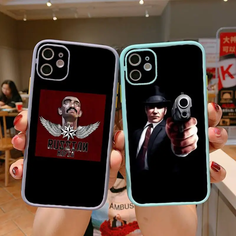 

Russian Mafia Phone Case For iPhone 13 12 11 Mini Pro XR XS Max 7 8 Plus X Matte transparent blue Back Cover