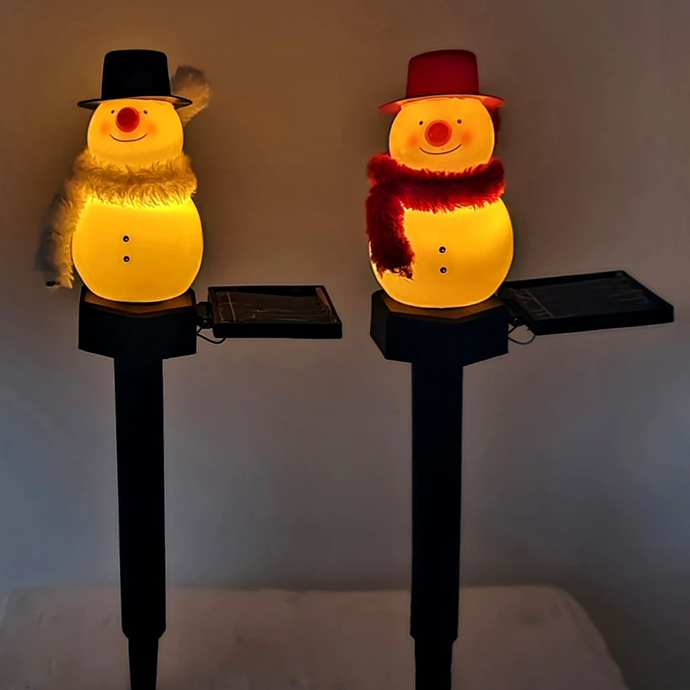 

Садовый светильник на солнечной батарее, светодиодный светильник для газона с рождественским снеговиком, Автоматическая подзарядка забор...