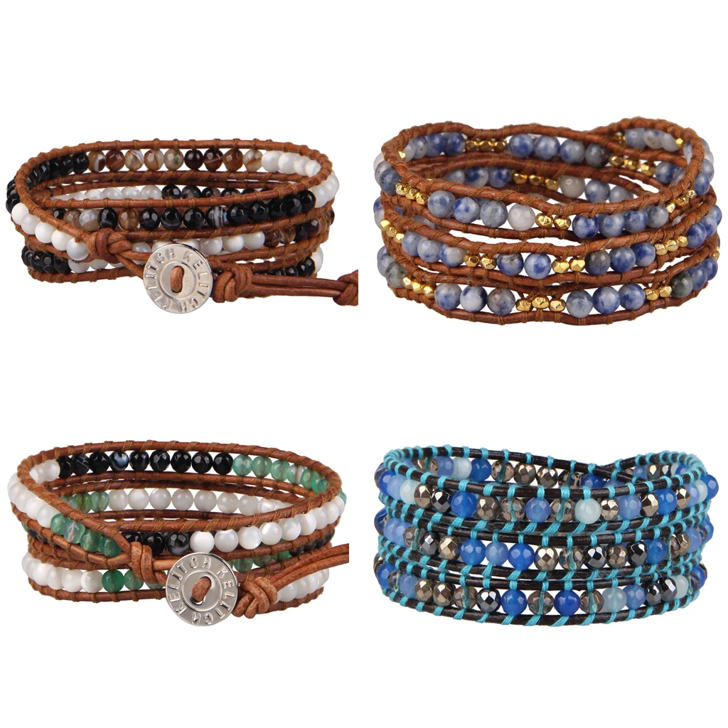 

KELITCH Handmade Bracelet Friends Strand Beads Wrap Elegant Men Chain Cuff Leather Gift Bracelets for Jewelry Women