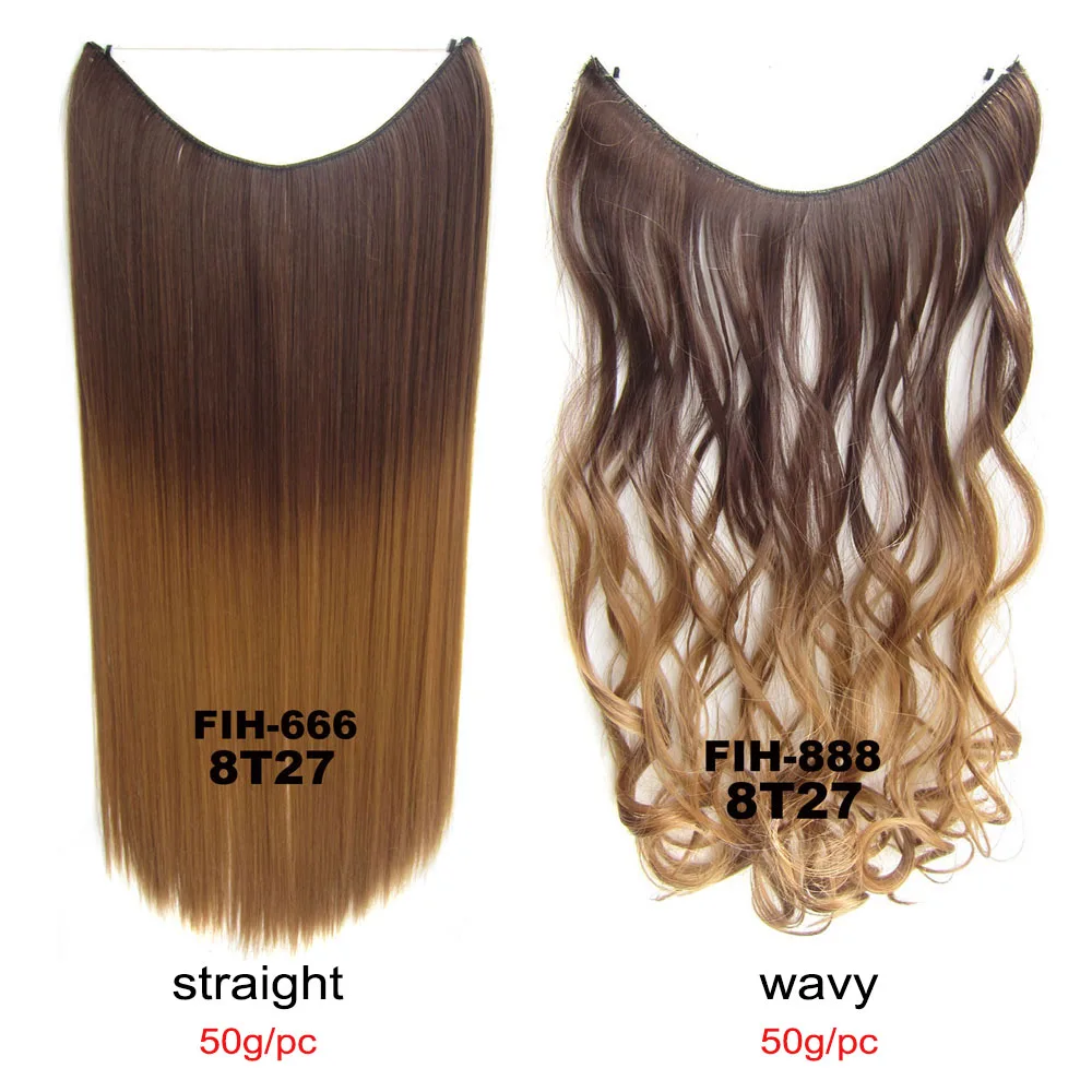 24inch 50grams 100grams Synthetic Hair Extension Gradual Color Brown Gray Blonde String Hairpieces Extensions