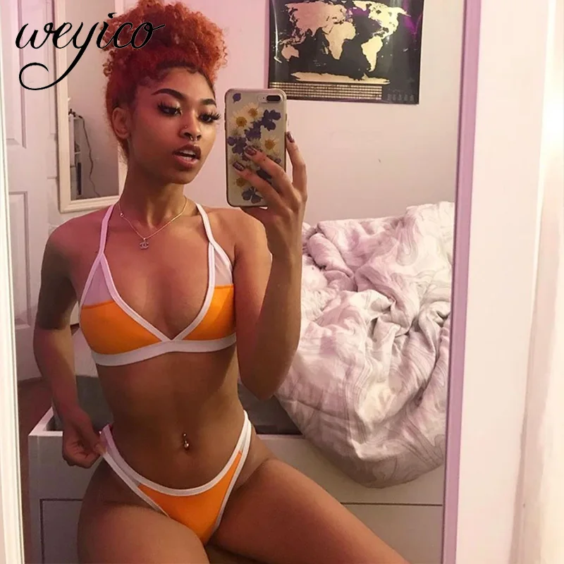 Микро Бикини треугольный женский купальник сексуальный сетчатый купальный