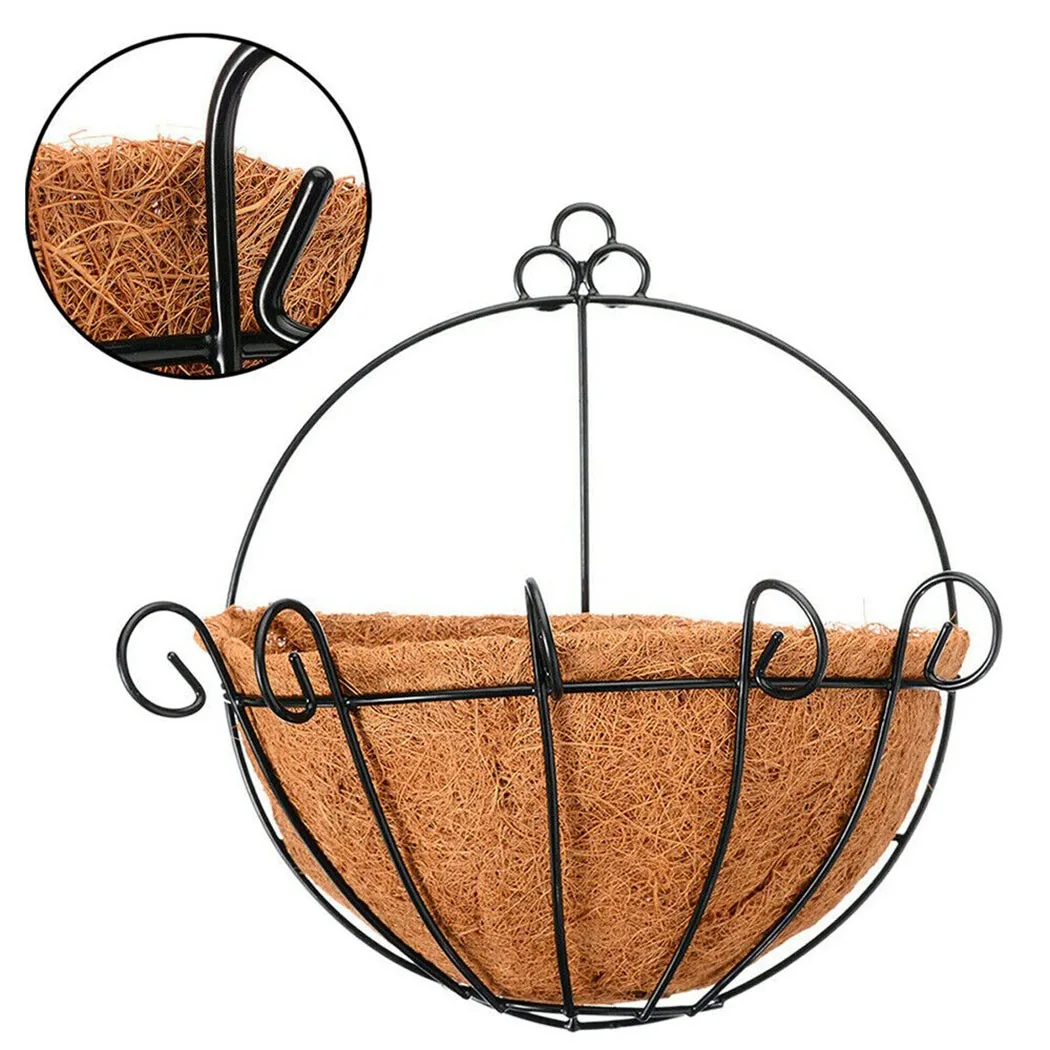 

Hanging Basket Flower Pot Coconut Palm Pad Garden Wall Hanging Succulents Green Radish Plant Pots With Metal Frame