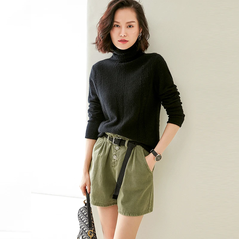 adishree 2020 woman winter 100% Cashmere sweaters autumn knitted Pullovers High Quality Warm Female thickening Turtleneck