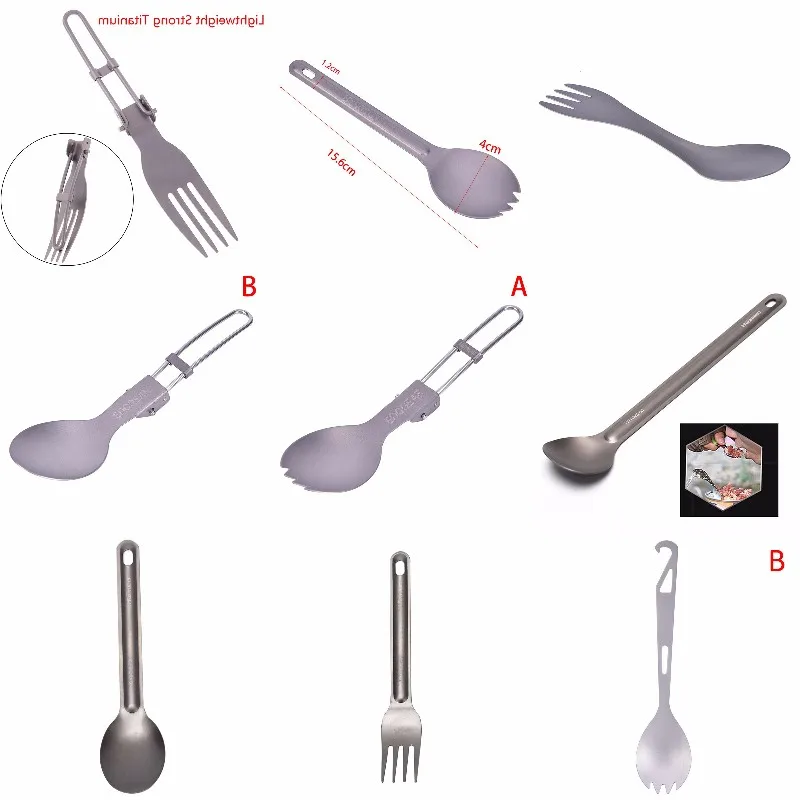 1 шт. портативная Титановая Ложка уличная посуда титановая вилка походная ложка с