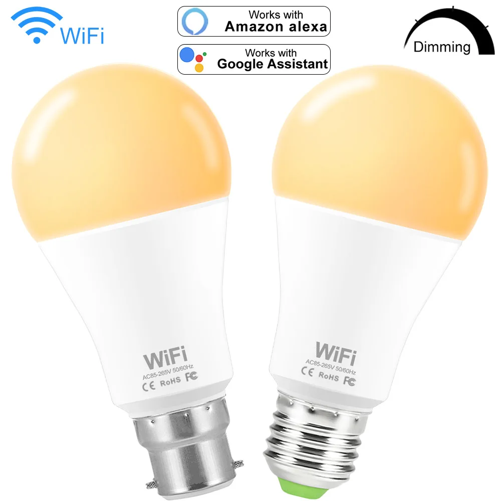 

Умная Лампа B22, 15 Вт, E27, Wi-Fi, 110 В, 220 В, RGB +, светодиодная лампа теплого белого света с регулируемой яркостью, функция таймера, волшебная лампа, р...