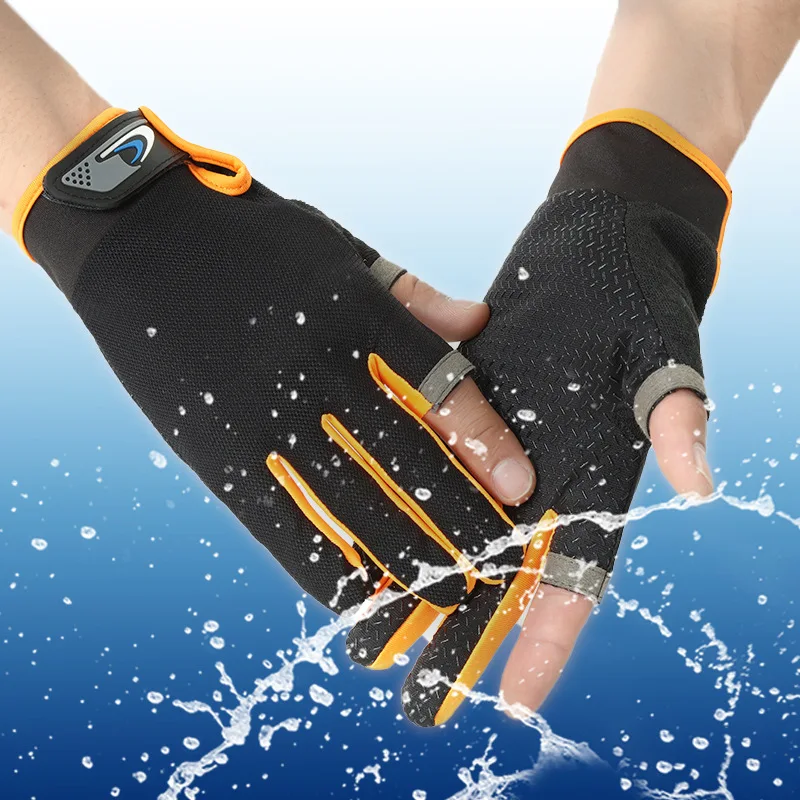 

Уличные рыболовные перчатки с двумя пальцами, высокоэластичные Нескользящие перчатки с сенсорным экраном для записи, для верховой езды, ке...