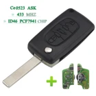 Bilchave 3 кнопки ASK 433 МГц CE0523 ID46 PCF7941 чип с дистанционным управлением Автомобильный ключ Средний багажник для Citroen Peugeot с лезвием HU83