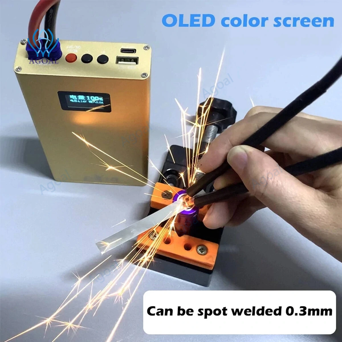 

10600mah DX10 Handheld Spot Welder Machine 6*300A Mos 8 Awg Spot Pens For 18650 0.2mm Nickel Sheets type-c Charge 4.2v Gold