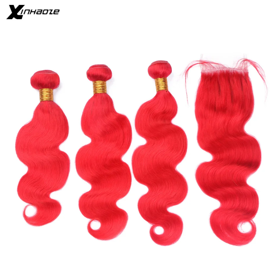 Красные бразильские пряди с объемной волной от уха до фронтальная кружевная