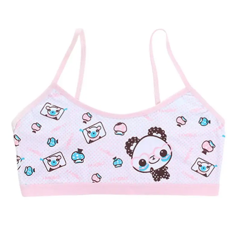 

Teenage Girls Training Bra Kids Underwear Cotton Cartoon Panda Small Young School Children Vest Bras Child Underclothes