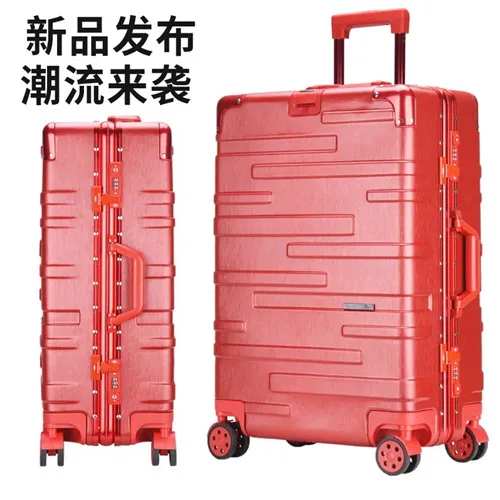 Aluminum frame KLQDZMS 2" 22" 2" 26" 29 дюймов Модный Дорожный чемодан с алюминиевой рамой, Скалка багажа, Спиннер на колесах, Мужская Женская тележка, чехол - Цвет: Aluminum frame