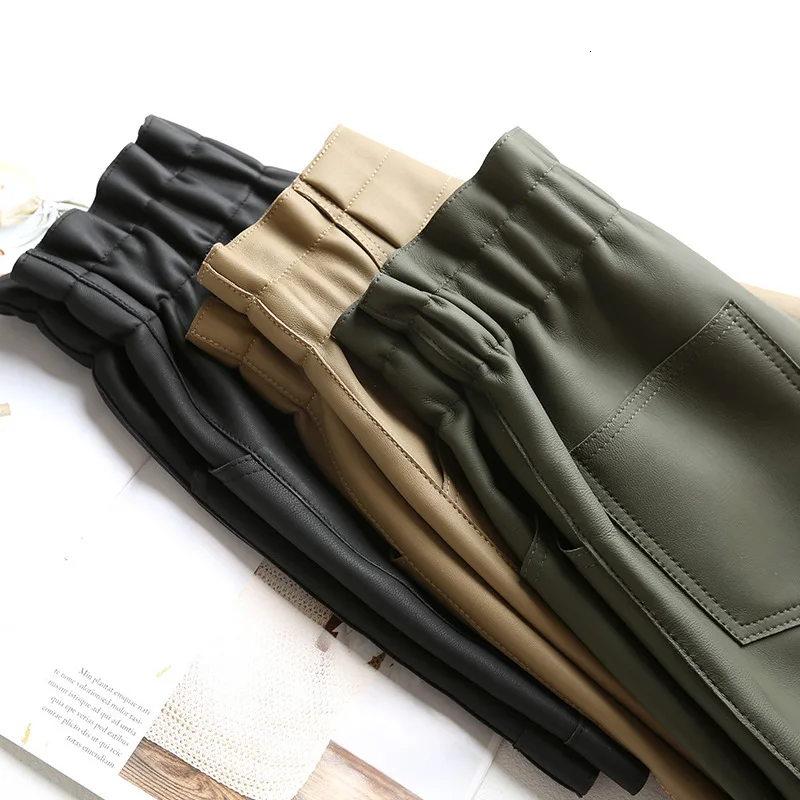 Женские шорты из натуральной кожи женские 100% овчины офисные с высокой талией |