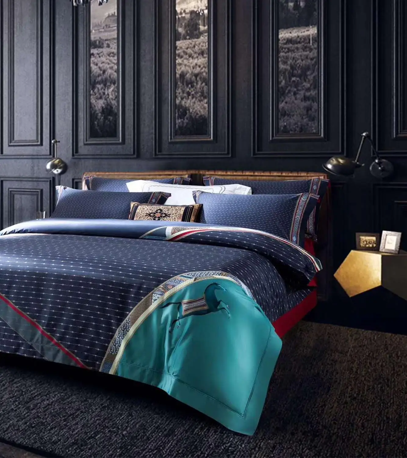 Роскошный хлопковый комплект постельного белья из 4 предметов в европейском