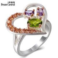 dreamcarnival 1989 women love hearts wedding rings colorful zircon party must have gift top quality jewelry brand unique wa11707