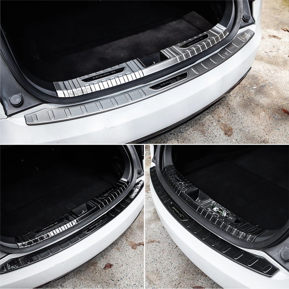 

TEY Stainless Steel Trunk Inner Guard For Tesla Model X S Car Inner Rear Bumper Guard Plate Cover Trim For Tesla Model Three