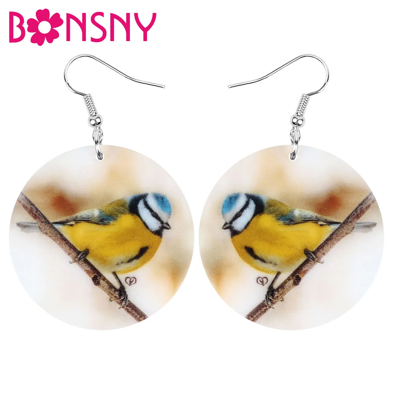 Фото Bonsny серьги-подвески в виде круглых птиц, животных №1
