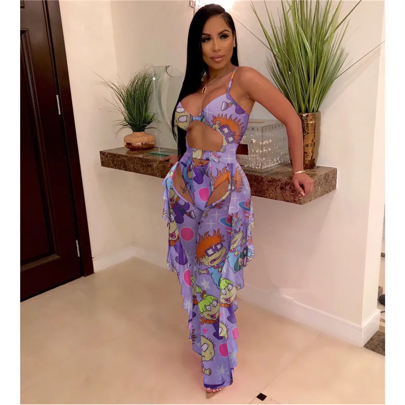 

Bohemian Fashion Sexy Women's Dress In Solid Color Beach&Pool Party Swimsuit Transparent Mesh Two-Piece Set H109