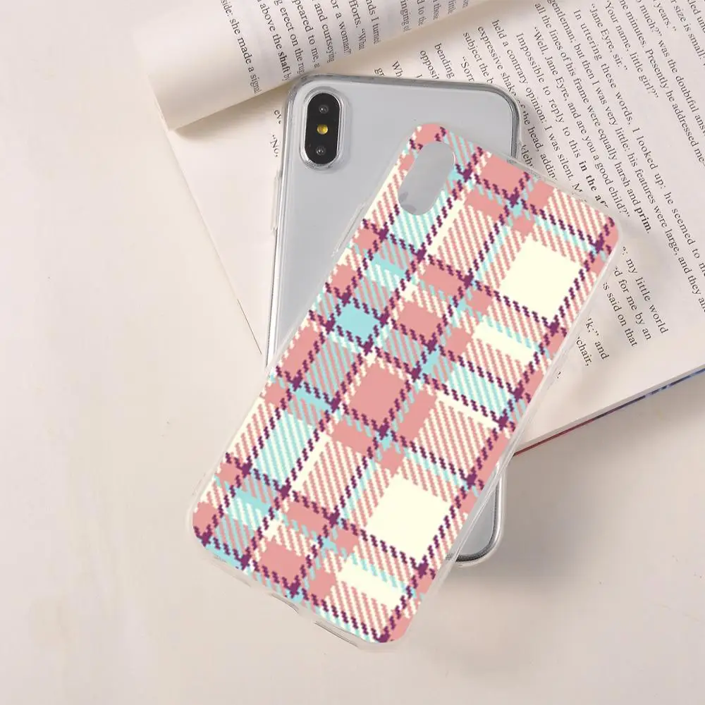 Клетчатый клетчатый чехол для телефона iPhone 5 6S 7 8Plus модный черно-белый в клетку 6