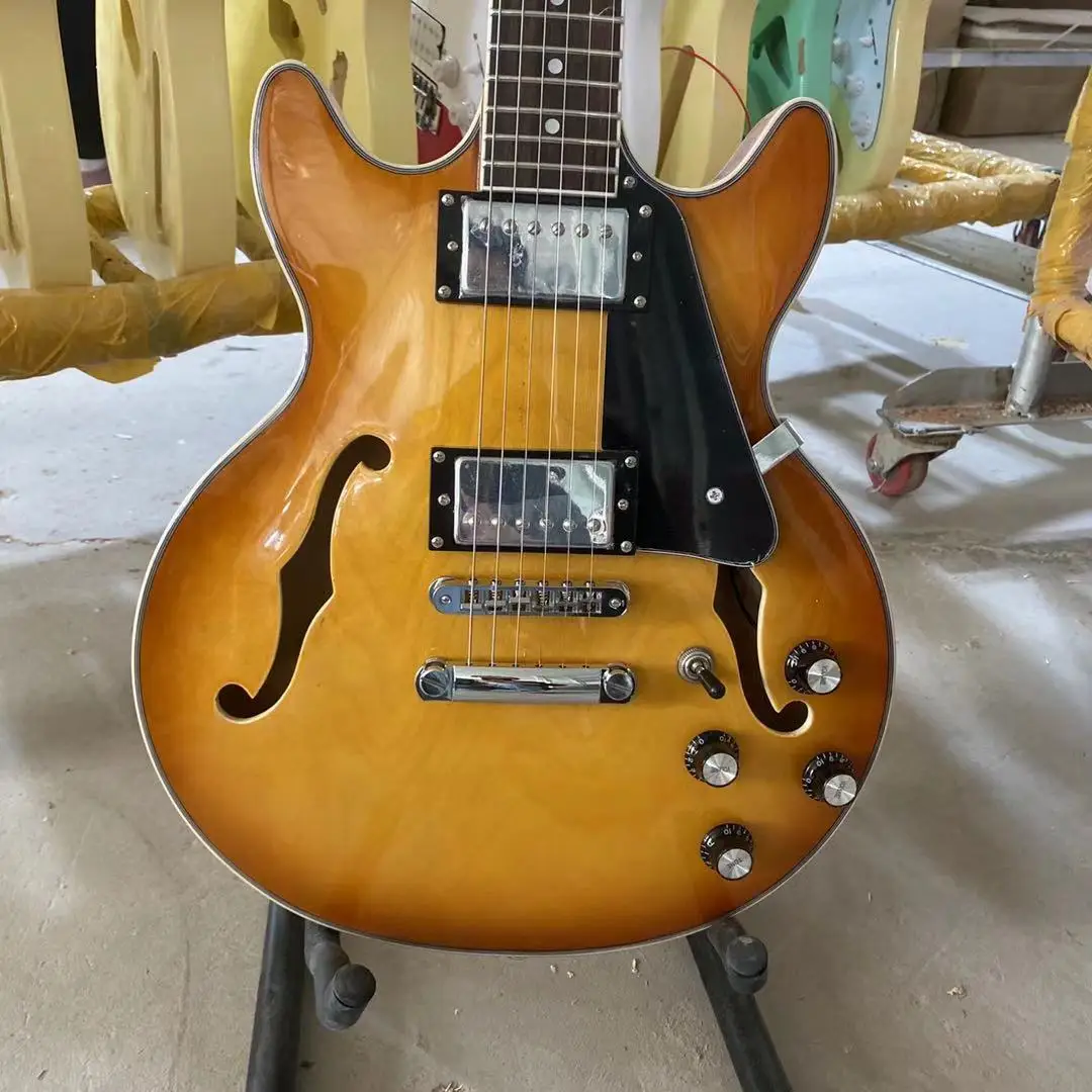 

ES339 Electric Guitar F Hollow Body Lemon Sunburst Color Custom Binding Free Shipping