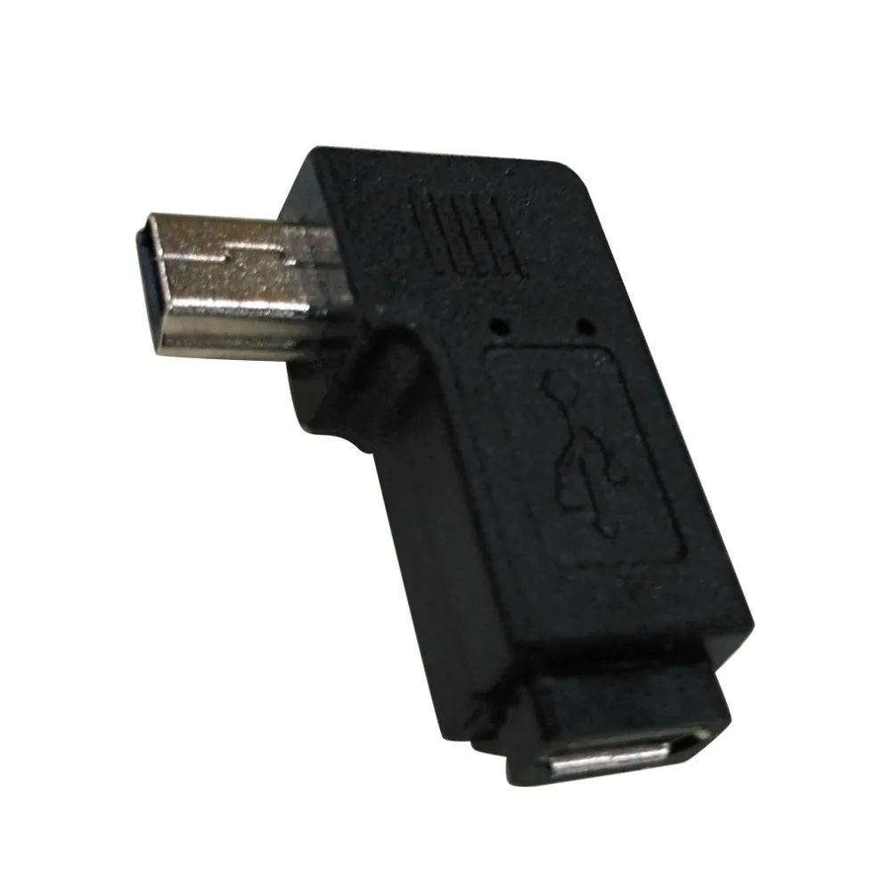 1 шт. Micro USB 5 Pin Female to Mini Male 90 градусов левый/правый угловой переходник