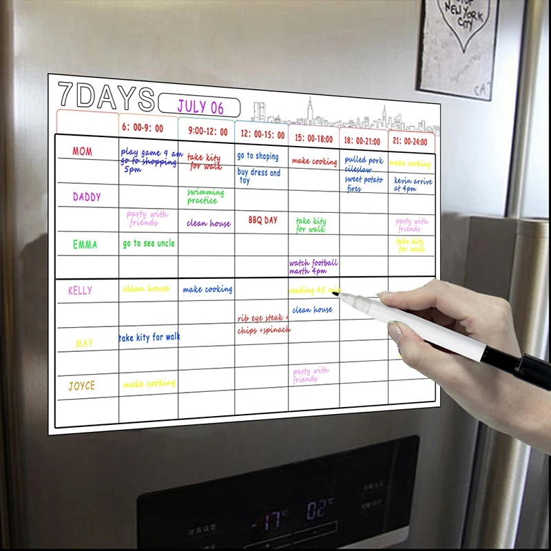 

Магнитная доска A3, сухой стираемый календарь, 16 х12 дюймов, Еженедельный планировщик для холодильника, кухни, дома