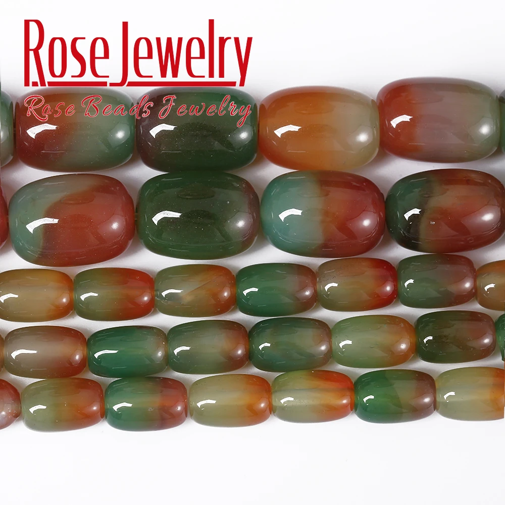 

Natural Stone Beads Peacock Agates Drum Barrel Shape Beads Semi-Finished Handmade Bracelet Beads DIY Necklace Accessory