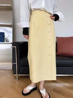 2021 spring new half length skirt mid length womens single breasted suit skirt high waist a line skirt