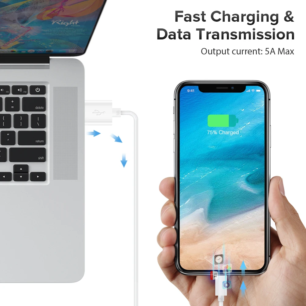 Кабель USB Type-C 5A для Huawei P30 Samsung Galaxy S10 Plus быстрая зарядка Xiaomi планшета Android кабель Micro