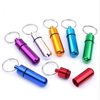 medicine bottle keyring metal keyfob portable holder rings key chains diy pendant charms buckle accessories sealed waterproof