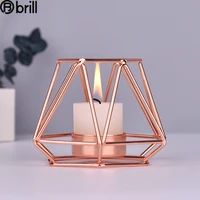 nordic luxury candle holder gold metal geometric glass candlestick rose gold centre de table mariage bougeoir home decor gift